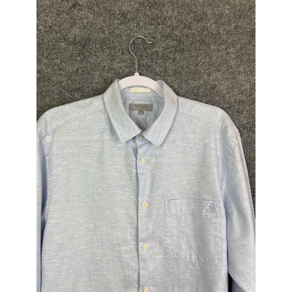 Ted Baker London Men's Size 5 (US XL) Linen Cotton Blend Pale Blue Long Sleeve - Picture 2 of 14